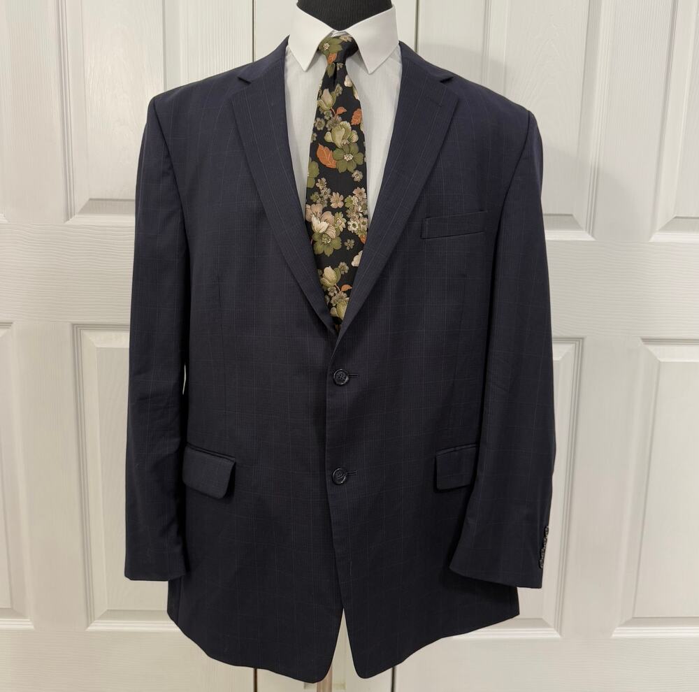 Jos. A. Bank Men's Blue Navy 100%Wool Two Buttons Sportscoat Blazer Size 50L